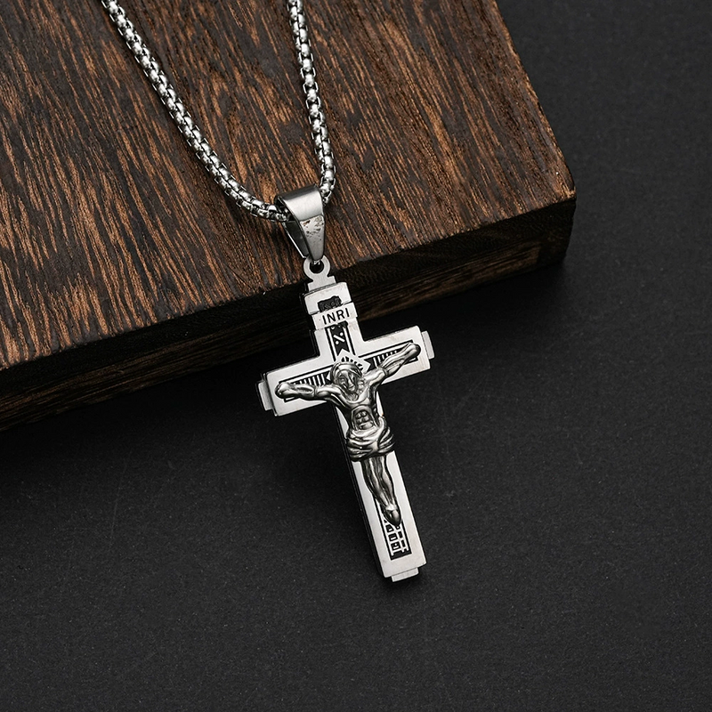 Stainless Steel Jesus INRI Cross Necklace
