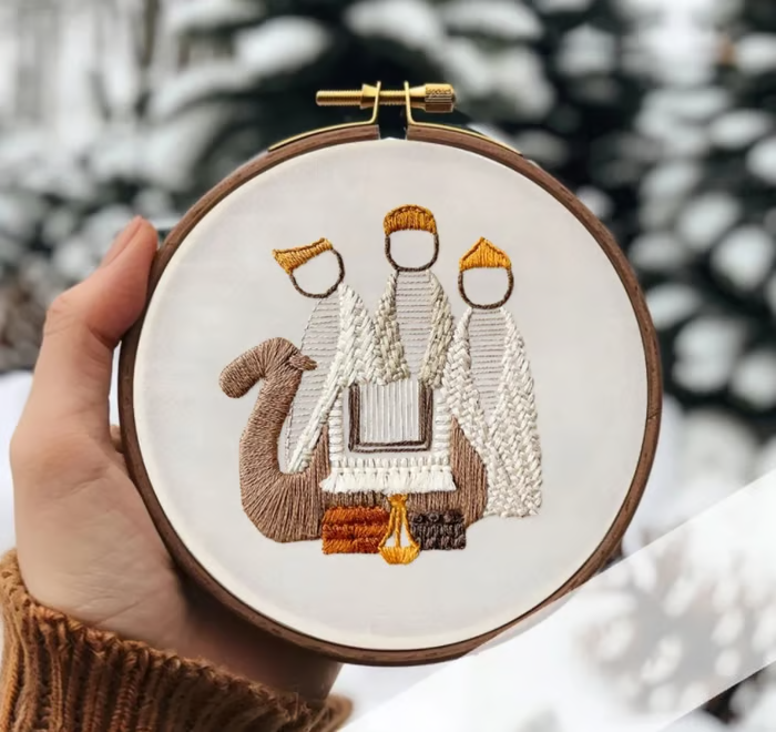DIY Nativity Scene Embroidery Kit - Religious Christmas Craft Set