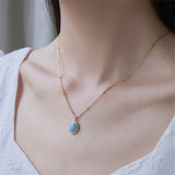 Oval Natural Necklace Pendant Chain