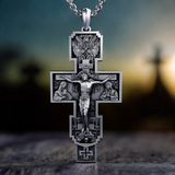 S925K Silver Orthodox Crucifixion Necklace