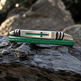 Two‑Layer Braided Leather Cross Bracelet