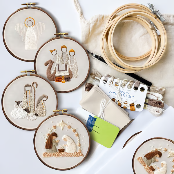 DIY Nativity Scene Embroidery Kit - Religious Christmas Craft Set