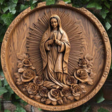 Christian Holy Family Relief Decorative Plaque - 8 Inch / 12 Inch Aluminum Waterproof Religious Wall Art (with Mounting Accessories)
