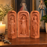 Hand-Carved Travel Triptych Altar: The Holy Family at Your Side