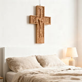 BGCOPPER Savior Jesus Cross - Carved from Natural Wood