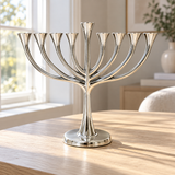 9-Branch Hanukkah Menorah – A Symbol of Faith, Hope & Divine Light | Elegant Gold, Silver, Bronze & Black Candle Holder