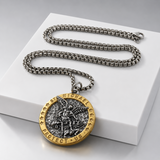 Two-Tone St. Michael Archangel Protection Medal Stainless Steel Necklace