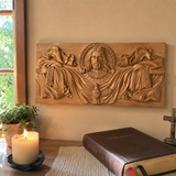 Trinity of Grace” Hand-Carved Jesus & Holy Spirit Wood Wall Art – 22.75