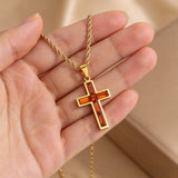Colored Baguette CZ Cross Necklace – Faith, Vibrance & Bold Devotion