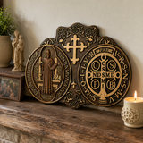 St. Benedict's Exorcism Medal Christian Exorcism Plaque - Wall Decor