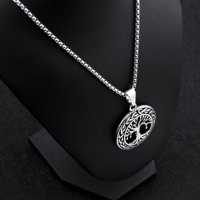 Baum des Lebens Halskette Anhänger Edelstahl Schutz Lucky Talisman Keltischer Schmuck für Männer Frauen