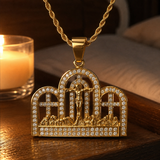 The Last Supper Jesus Crucifix Iced‑Out Stainless Steel Men’s Necklace