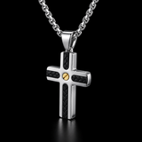 Braided Inlay Cross Necklace – Modern Christian Pendant for Men