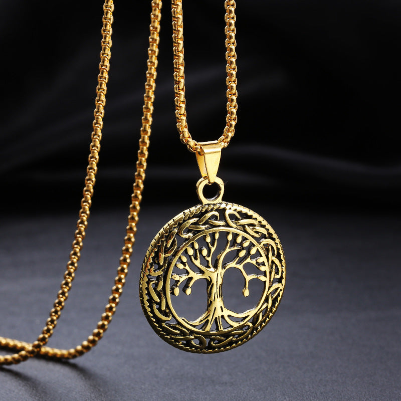 Baum des Lebens Halskette Anhänger Edelstahl Schutz Lucky Talisman Keltischer Schmuck für Männer Frauen