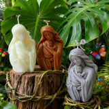 Virgin Mary holding the infant Jesus craft candle