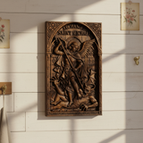 Hand-Carved Archangel Saint Michael Wood Wall Plaque | Catholic Home Decor | Christian Wall Art