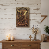 Hand-Carved Archangel Saint Michael Wood Wall Plaque | Catholic Home Decor | Christian Wall Art