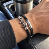 Anchor of Hope Double-Wrap Braided Leather Bracelet