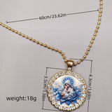 Blue Floral Madonna & Child Pendant Necklace