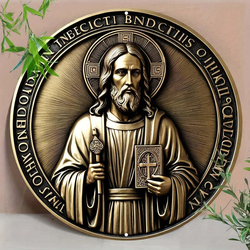 Christian Holy Family Relief Decorative Plaque - 8 Inch / 12 Inch Aluminum Waterproof Religious Wall Art (with Mounting Accessories)