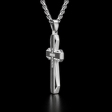 Brushed & Faceted Titanium Steel Cross Necklace – Modern Faith, Bold Devotion