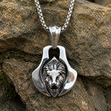 Men’s 3D Lion Head Shield Stainless Steel Vintage Necklace