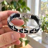 Men's Stainless Steel Cross Bracelet – Christian Faith Jewelry | Silver & Gold-Tone Options