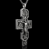 S925 Silver Orthodox Crucifixion Necklace – Detailed Christian Cross Pendant with 24-Inch Chain