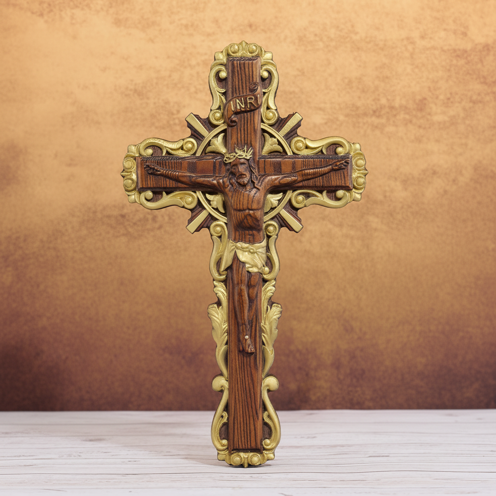 Hand-Carved White Ash Wood Cross - Sacred Christian Home Altar