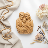 Hand-Carved Beech Wood Holy Family Figurine & Wall Hanging Ornament