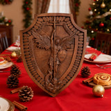 Guardian Michael Wood Carving - Handcrafted Spiritual Shield & Heirloom Gift