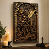 Hand-Carved Archangel Saint Michael Wood Wall Plaque | Catholic Home Decor | Christian Wall Art - Christian gift presentation