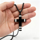 Faceted Two-Tone Stainless Steel Cross Necklace – Bold Faith, Modern Contrast