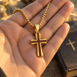 Christian Cross Necklace – Solid Rosewood & Titanium Steel Faith Pendant