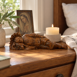 Hand-Carved Sleeping Saint Joseph Wooden Statue – Catholic Religious Home Decor, Prayer & Faith Gift