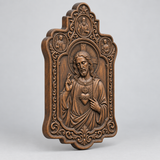 Sacred Heart of Jesus Hand-Carved Beechwood Plaque – Catholic Prayer, Home Blessing & Faith Gift