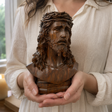 Boxwood Jesus Crown with Thorns Half-Length Desktop Ornament