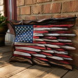 Hand-Carved Solid Wood American Flag Wall Art – Rustic Patriotic Home Decor & Veteran Gift