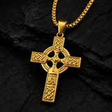 Celtic Knot Titanium Steel Cross Necklace - size and finish detail
