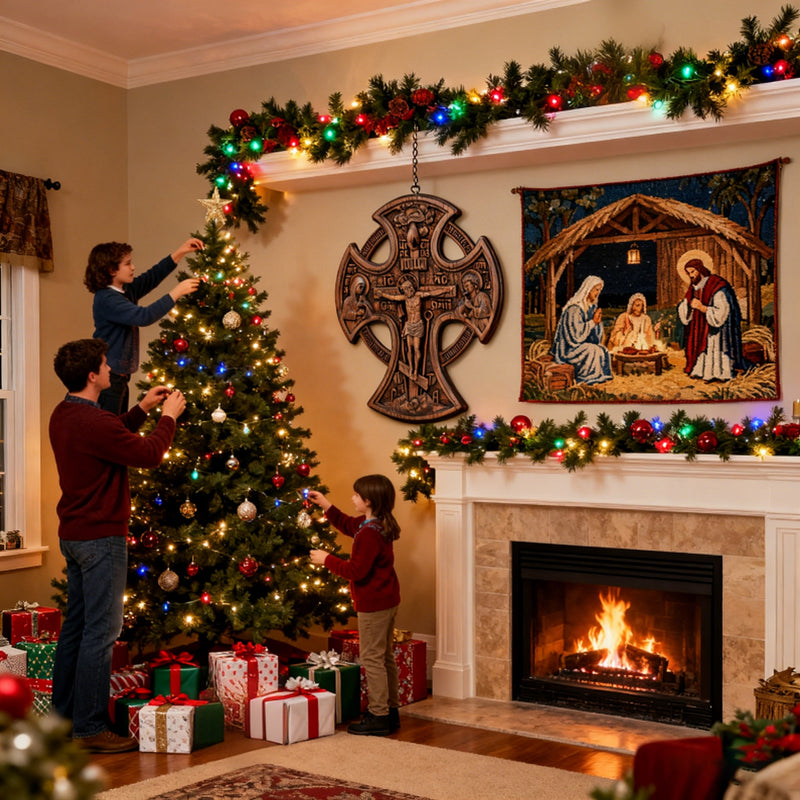 Hand-Carved Beechwood “Hand of Redemption” Crucifix | The Passion and Divine Grace of Christ