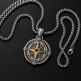 S925 Sterling Silver Rotating Compass Pendant Necklace