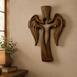 Ascension of Jesus Angel Wing Cross – Hand-Carved Beechwood Wall Decor