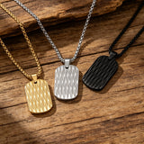 Diamond-Cut Textured Military Dog Tag Pendant Necklace