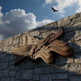 Eagle & Flag Wood Wall Plaque - Handcrafted American Heritage Tribute