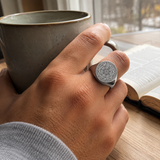 Vintage Titanium Seven Archangel Signet Ring - Amulet Against Evil Eyes, Curses, Spells