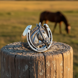 Lucky Horseshoe Horse Head Ring
