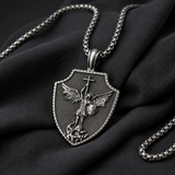 Saint Michael Shield Pendant Necklace – Pure Tin Protection Medal