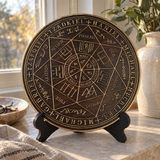 Seven Angels Seal Beech Wood Carving – Hand-Carved Christian Protection & Prayer Plaque