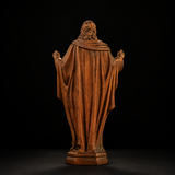Hand Carved Sacred Heart of Jesus Virgin Mary Wooden Tabletop Ornament