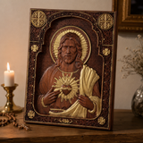 Our Lord Jesus Sacred Heart Wood Carving - Christian Catholic Personalized Carving Gift